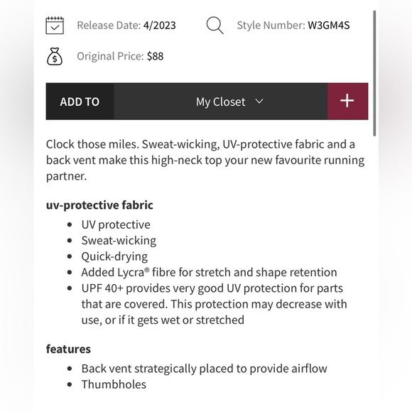 Lululemon UV Protection Fold-Over Running Long-Sleeve Shirt Solar Orange size 6‌ - Picture 7 of 14